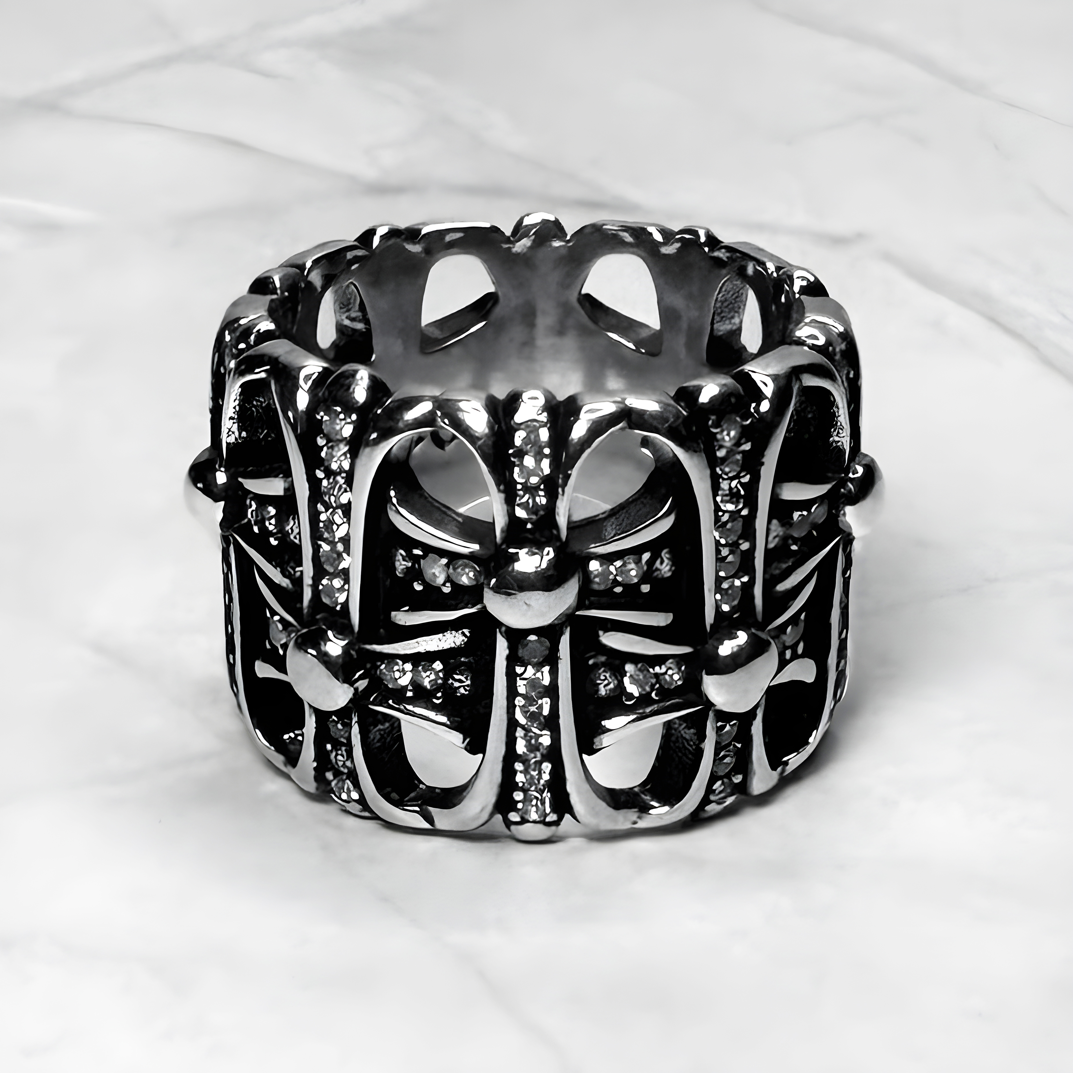 R77: Chrome Hearts CZ Cemetery Ring (Gold-Filled) – Steveysells