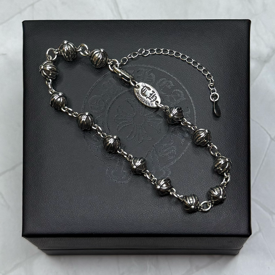 #B9: Chrome Hearts Cross Bead Bracelet (Gold-Filled)