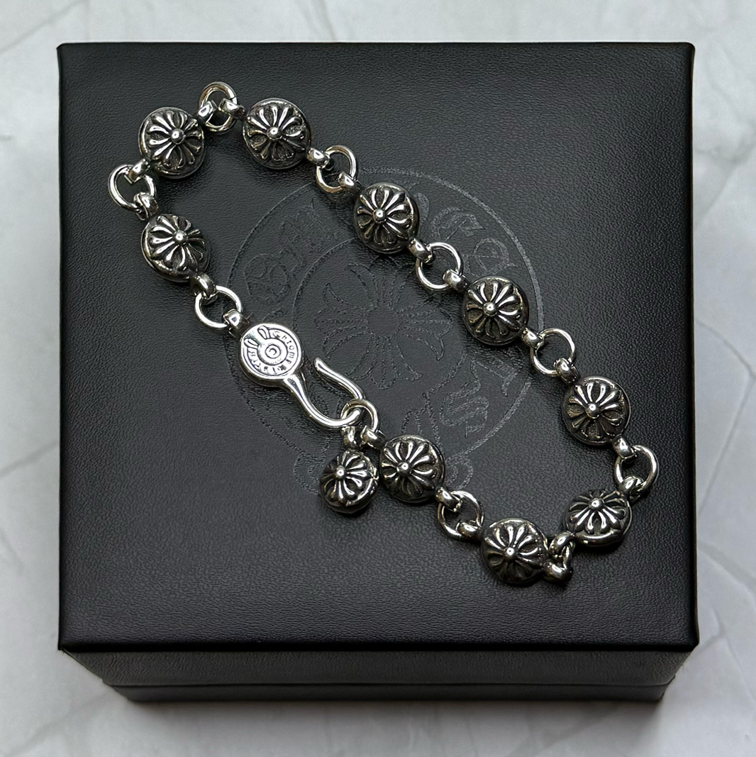 #B10: Chrome Hearts Circle Cross Emblem Bracelet (Gold-Filled)