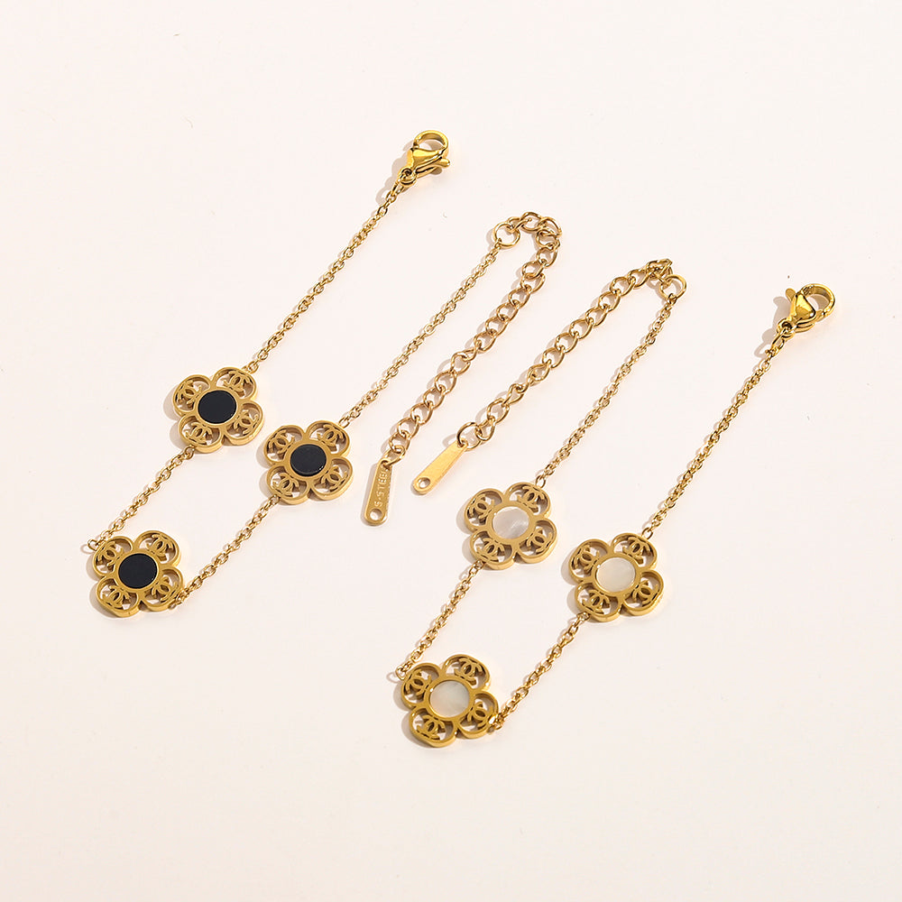 Chanel Gold Clover Bracelet (Stainless Steel)