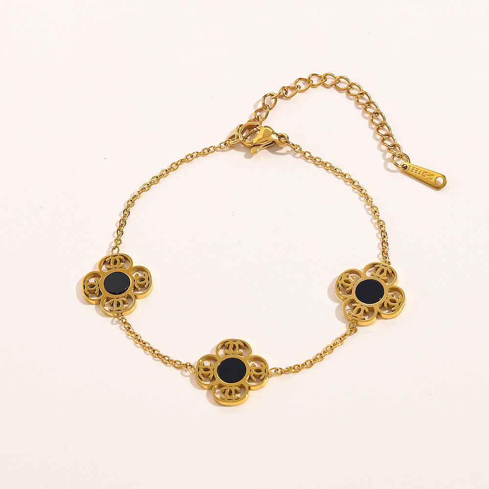 Chanel Gold Clover Bracelet (Stainless Steel)