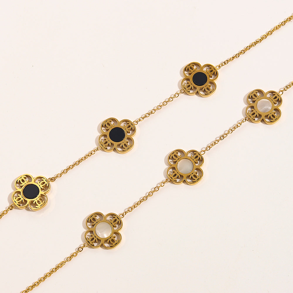 Chanel Gold Clover Bracelet (Stainless Steel)