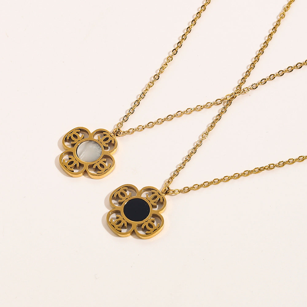 Chanel Gold Clover Necklace (Stainless Steel)