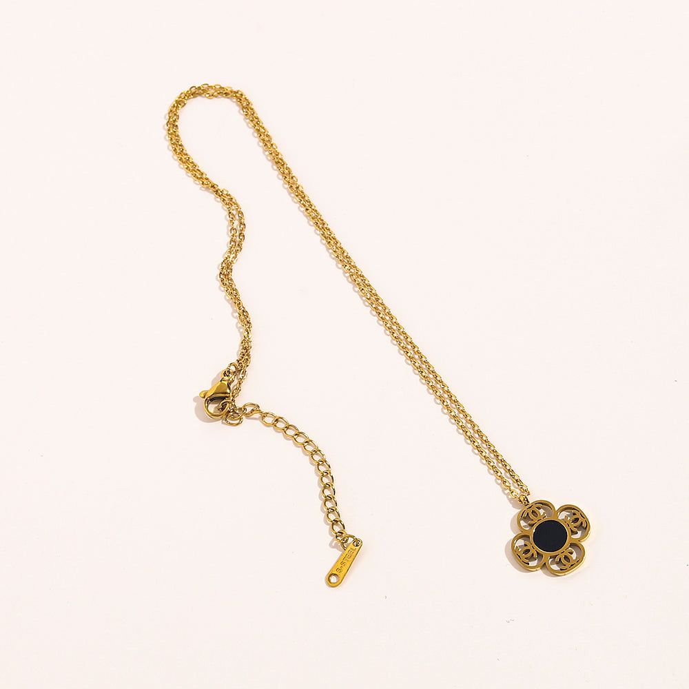 Chanel Gold Clover Necklace (Stainless Steel)