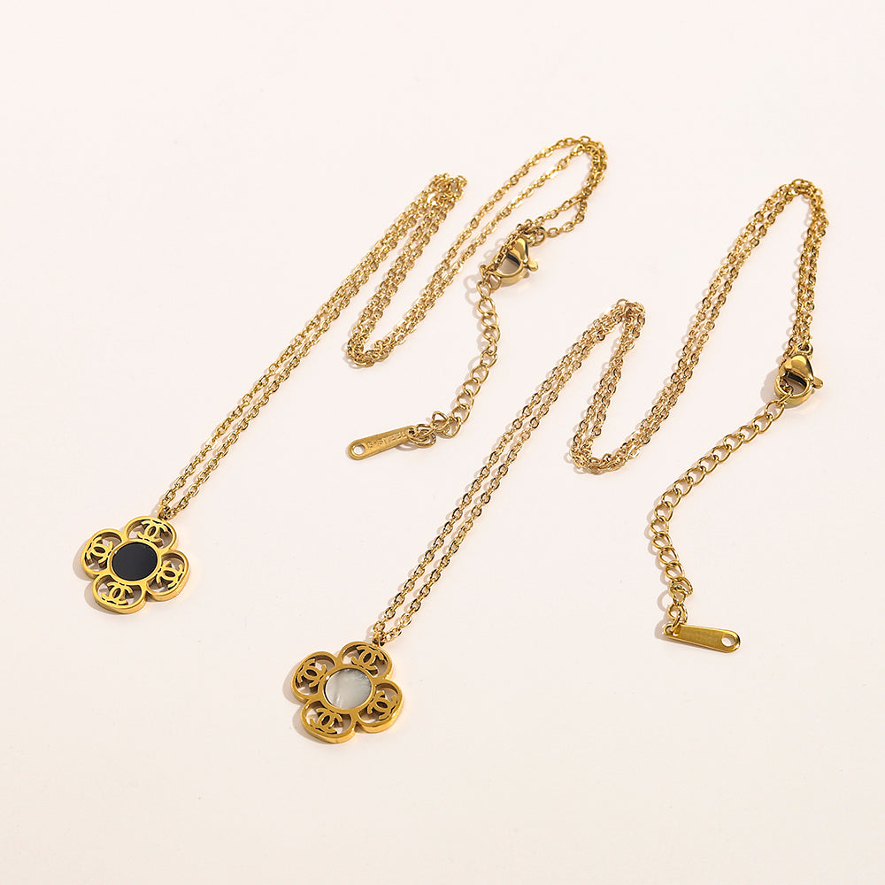 Chanel Gold Clover Necklace (Stainless Steel)