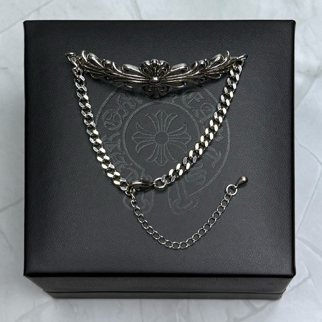 #B17: Chrome Hearts Floral Cross Bracelet (Gold-Filled)