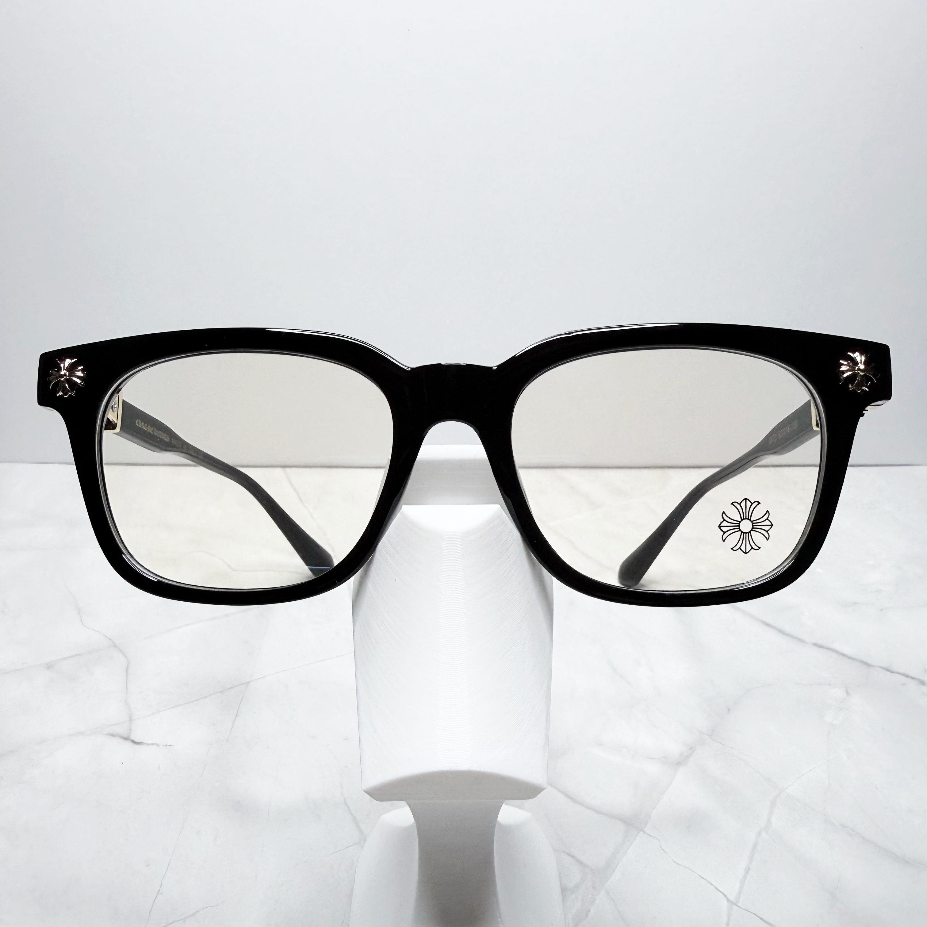 #E2: Chrome Hearts Cox Ucker Anti-Blue Lens Glasses (Black & Gold)