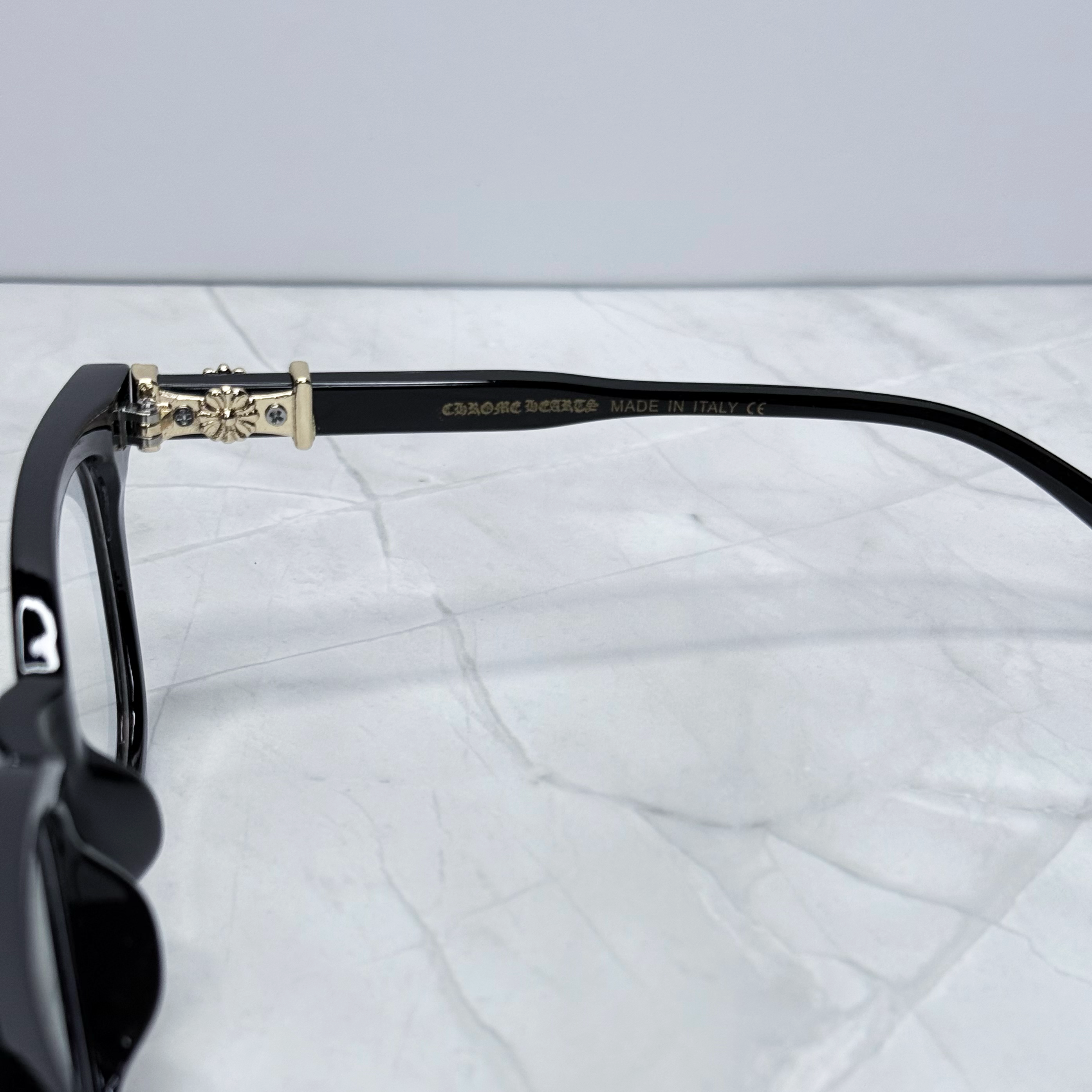 #E2: Chrome Hearts Cox Ucker Anti-Blue Lens Glasses (Black & Gold)