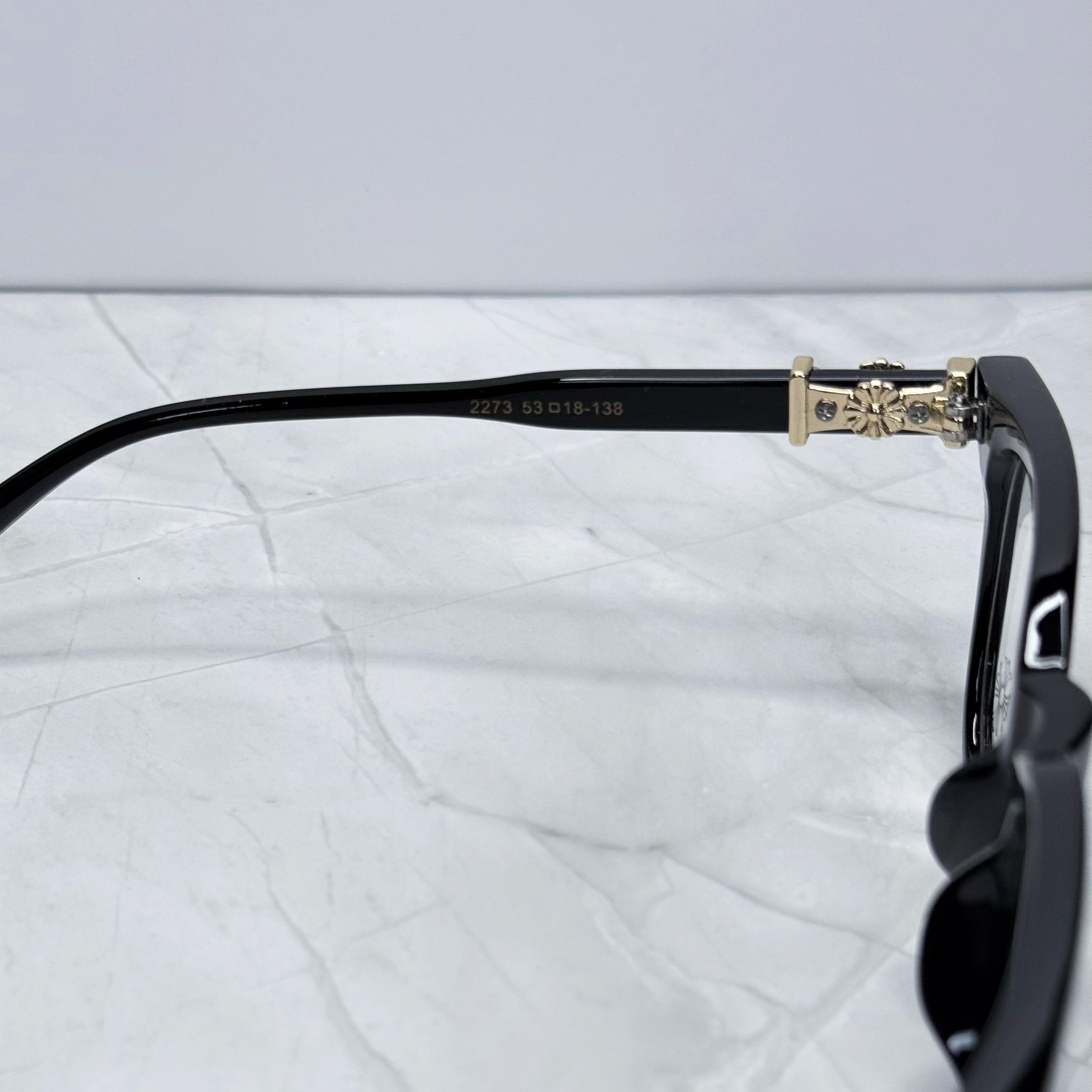 #E2: Chrome Hearts Cox Ucker Anti-Blue Lens Glasses (Black & Gold)