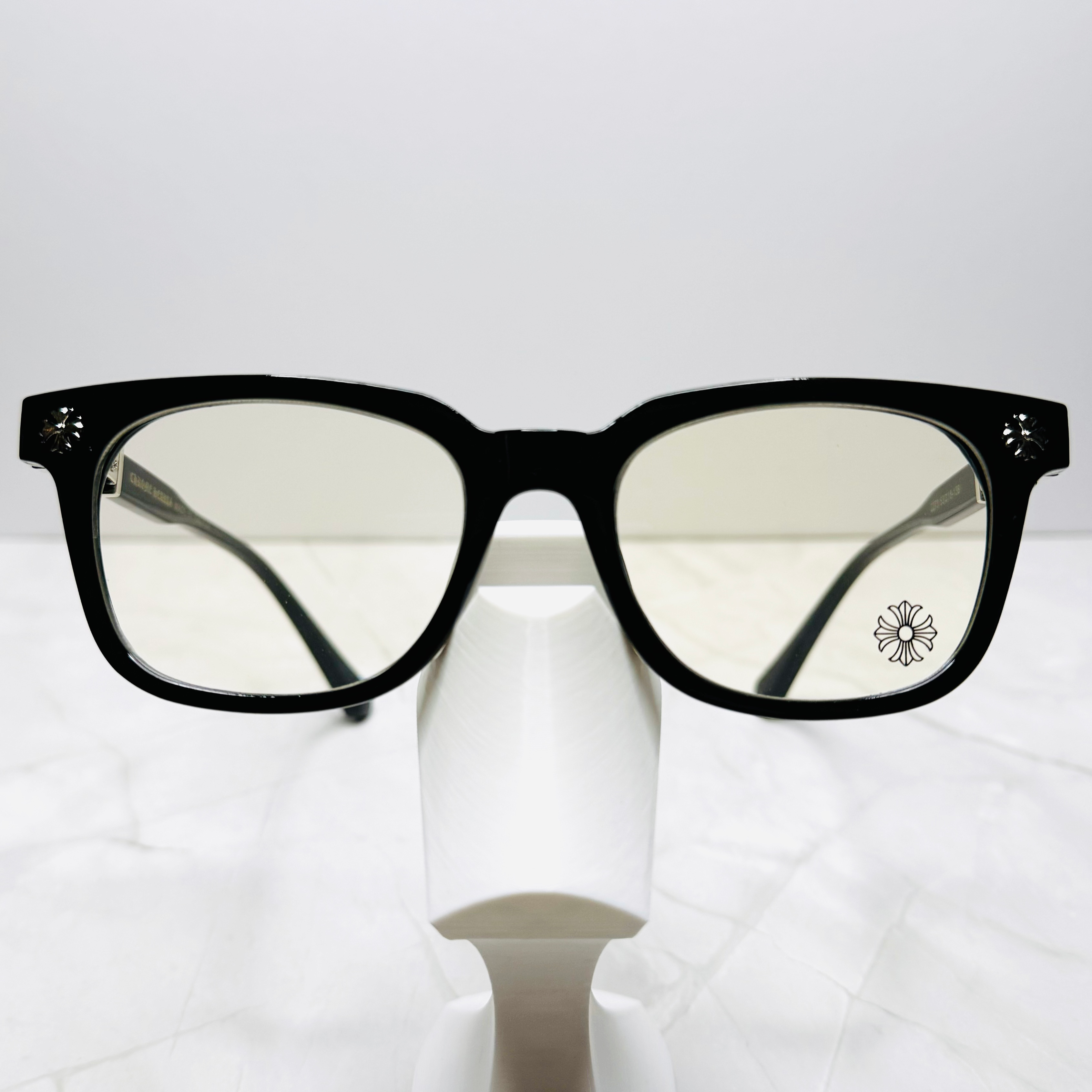#E1: Chrome Hearts Cox Ucker Anti-Blue Lens Glasses (Black & Silver)
