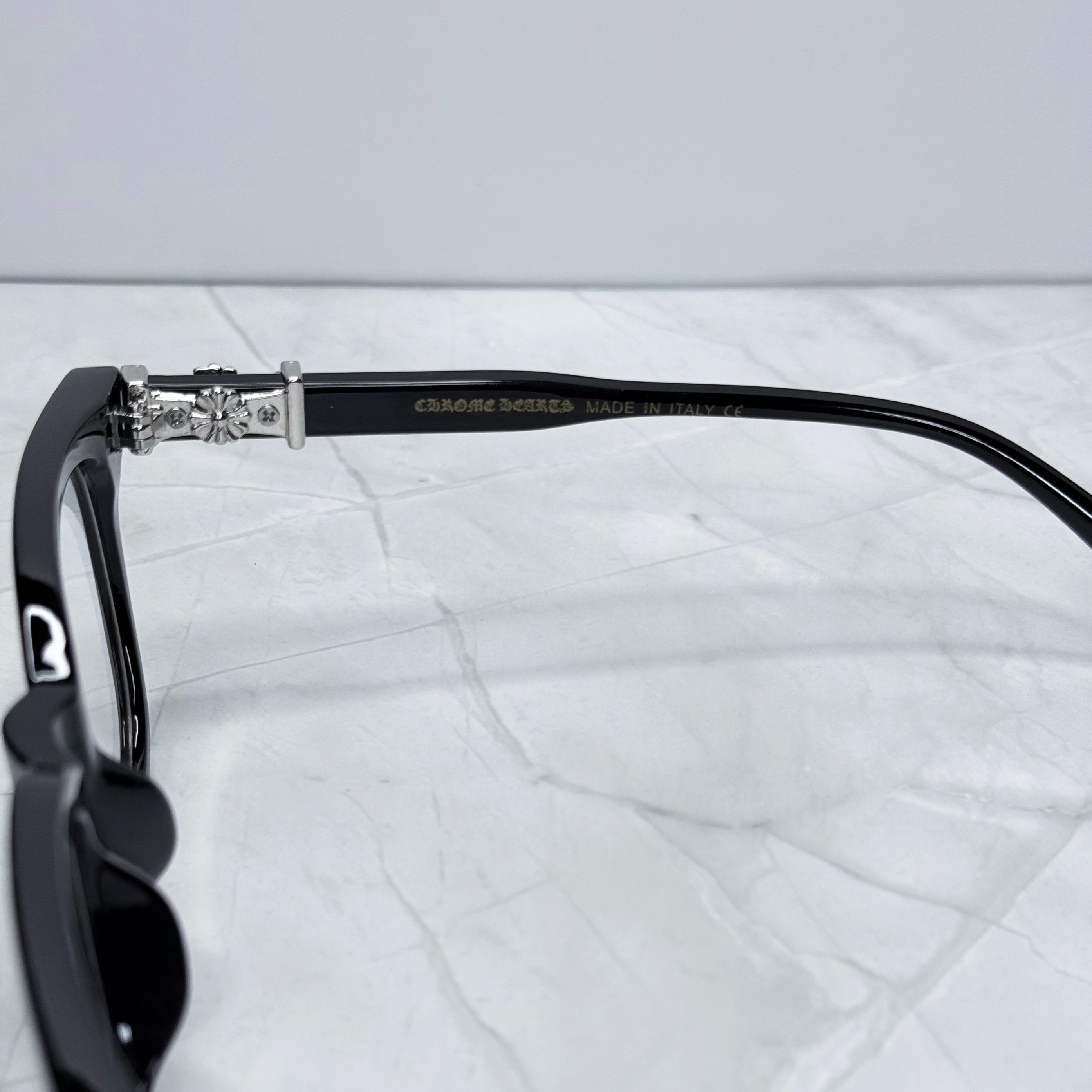#E1: Chrome Hearts Cox Ucker Anti-Blue Lens Glasses (Black & Silver)