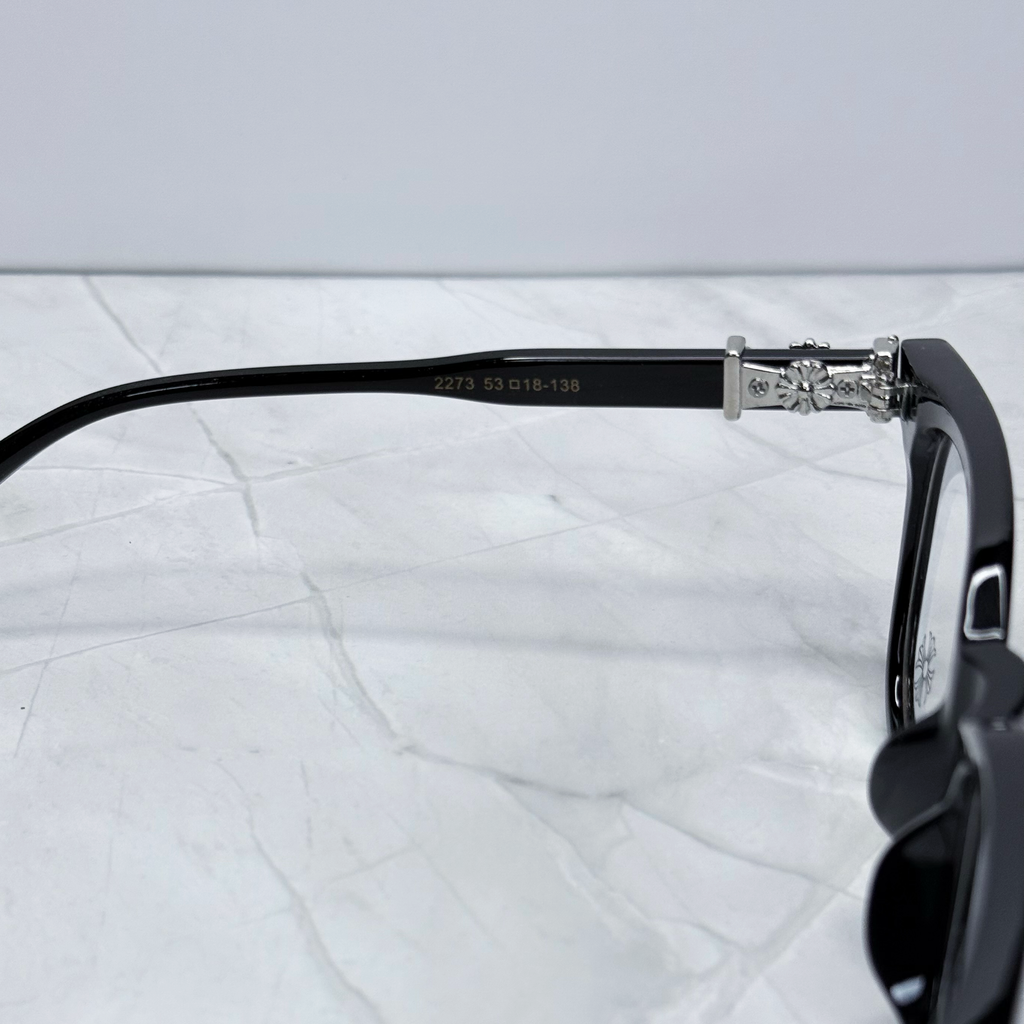 #E1: Chrome Hearts Cox Ucker Anti-Blue Lens Glasses (Black & Silver)
