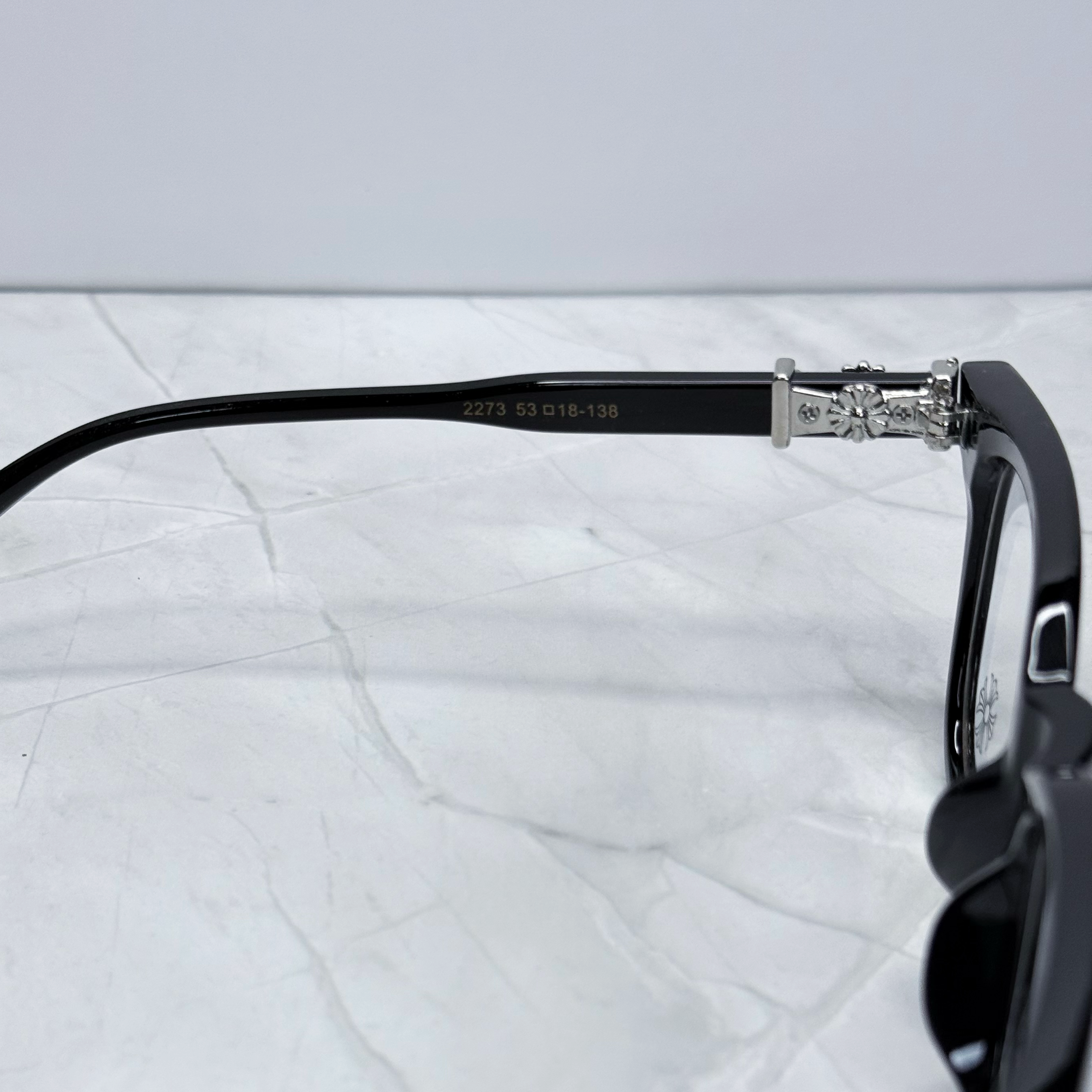 #E1: Chrome Hearts Cox Ucker Anti-Blue Lens Glasses (Black & Silver)