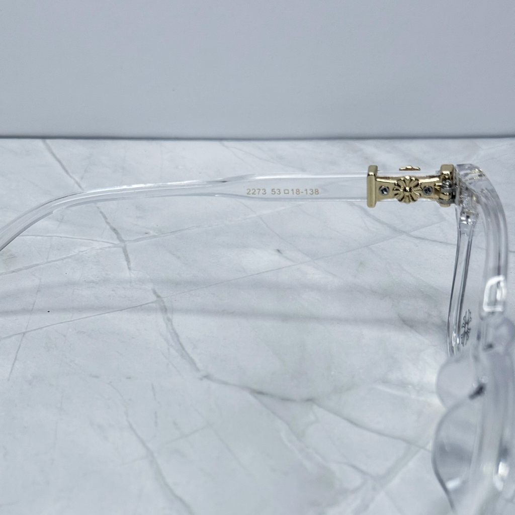 #E4: Chrome Hearts Cox Ucker Anti-Blue Lens Glasses (Clear & Gold)