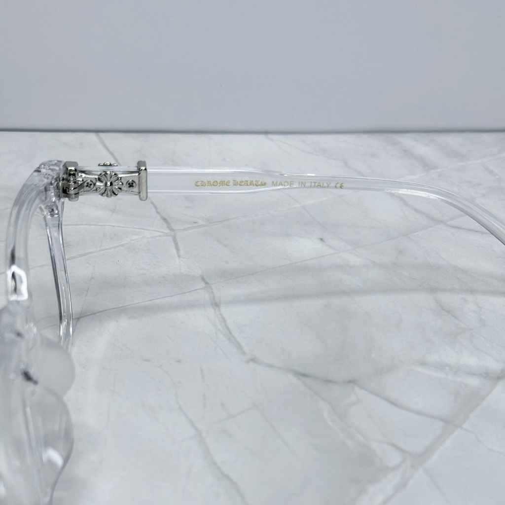 #E3: Chrome Hearts Cox Ucker Anti-Blue Lens Glasses (Clear & Silver)