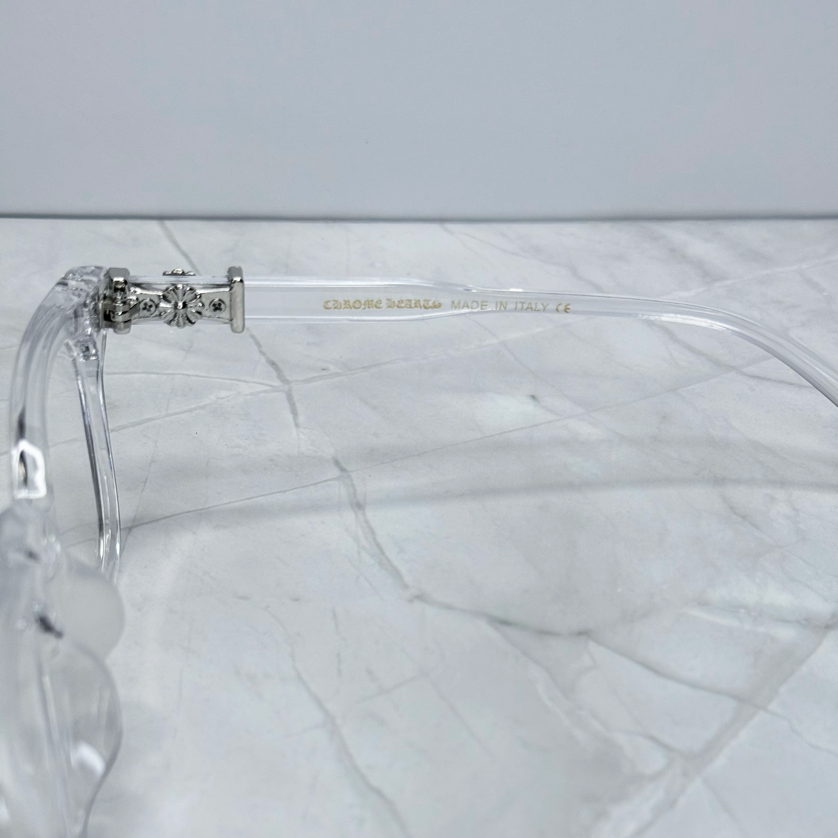 #E3: Chrome Hearts Cox Ucker Anti-Blue Lens Glasses (Clear & Silver)