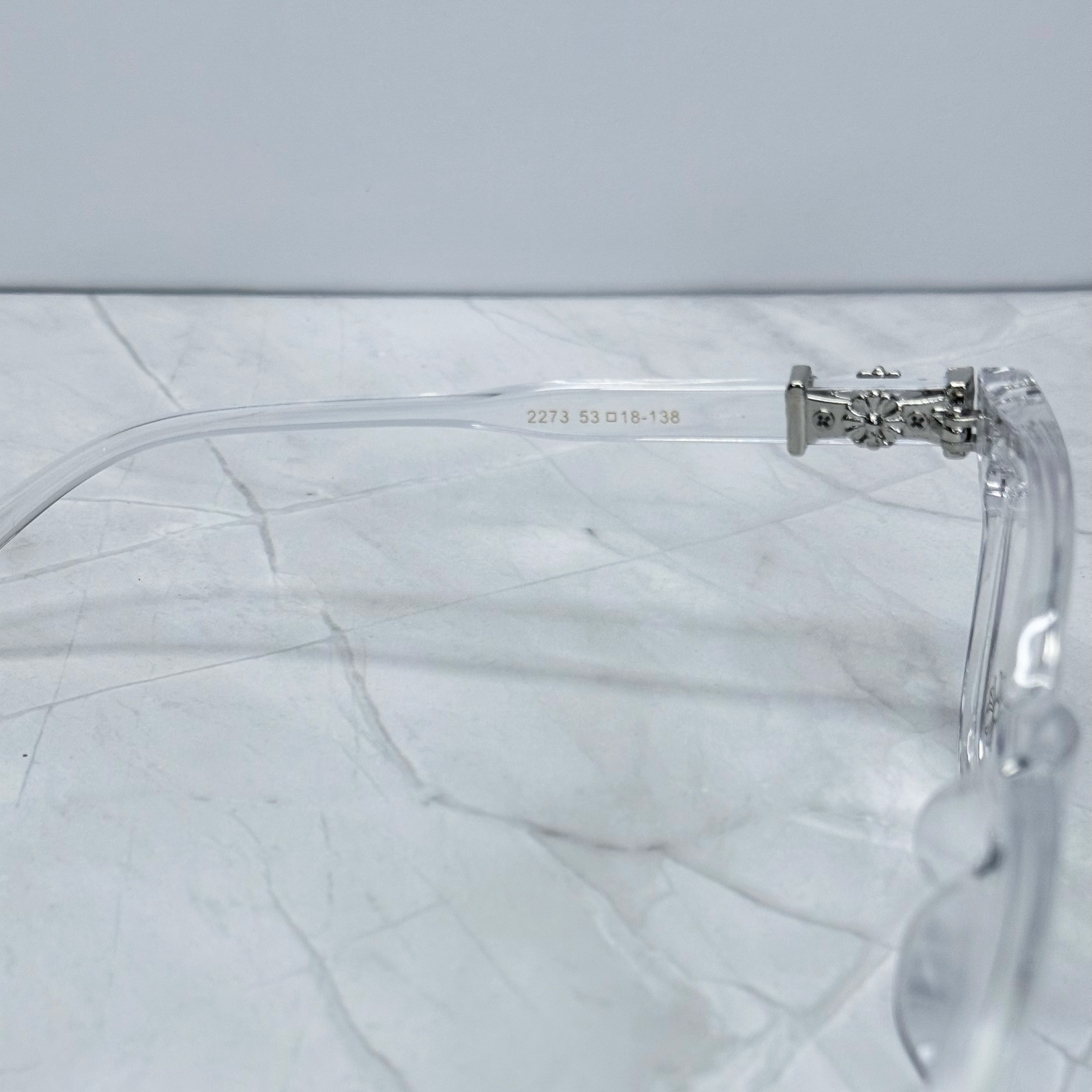 #E3: Chrome Hearts Cox Ucker Anti-Blue Lens Glasses (Clear & Silver)