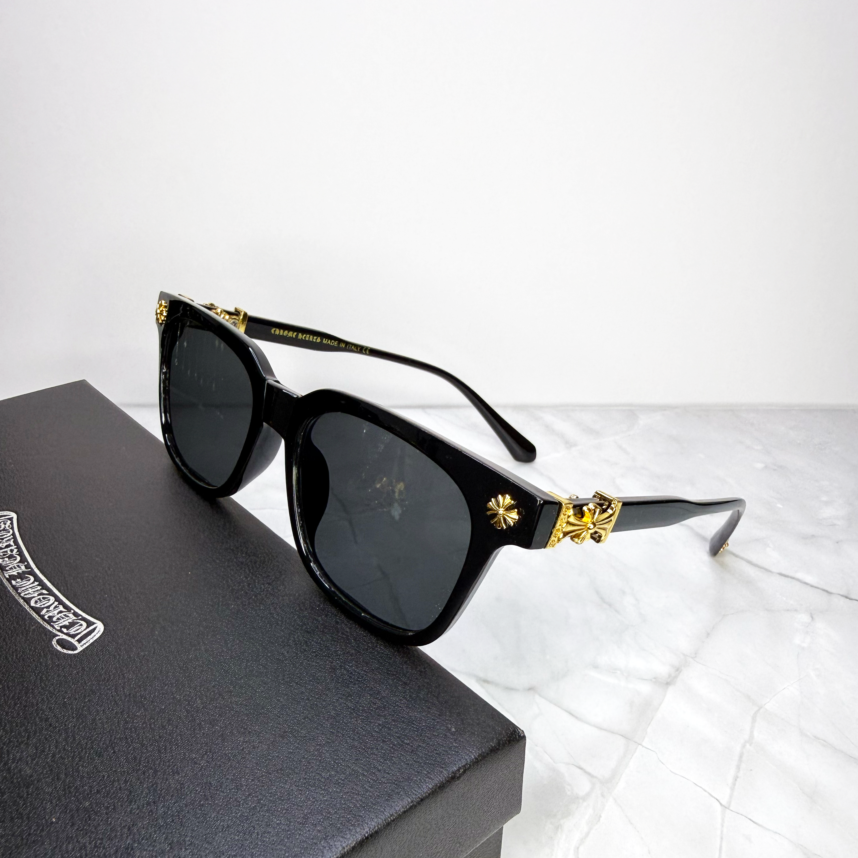 #S2: Chrome Hearts Cox Ucker Sunglasses (Black & Gold)