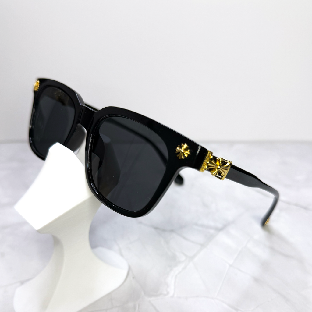 #S2: Chrome Hearts Cox Ucker Sunglasses (Black & Gold)