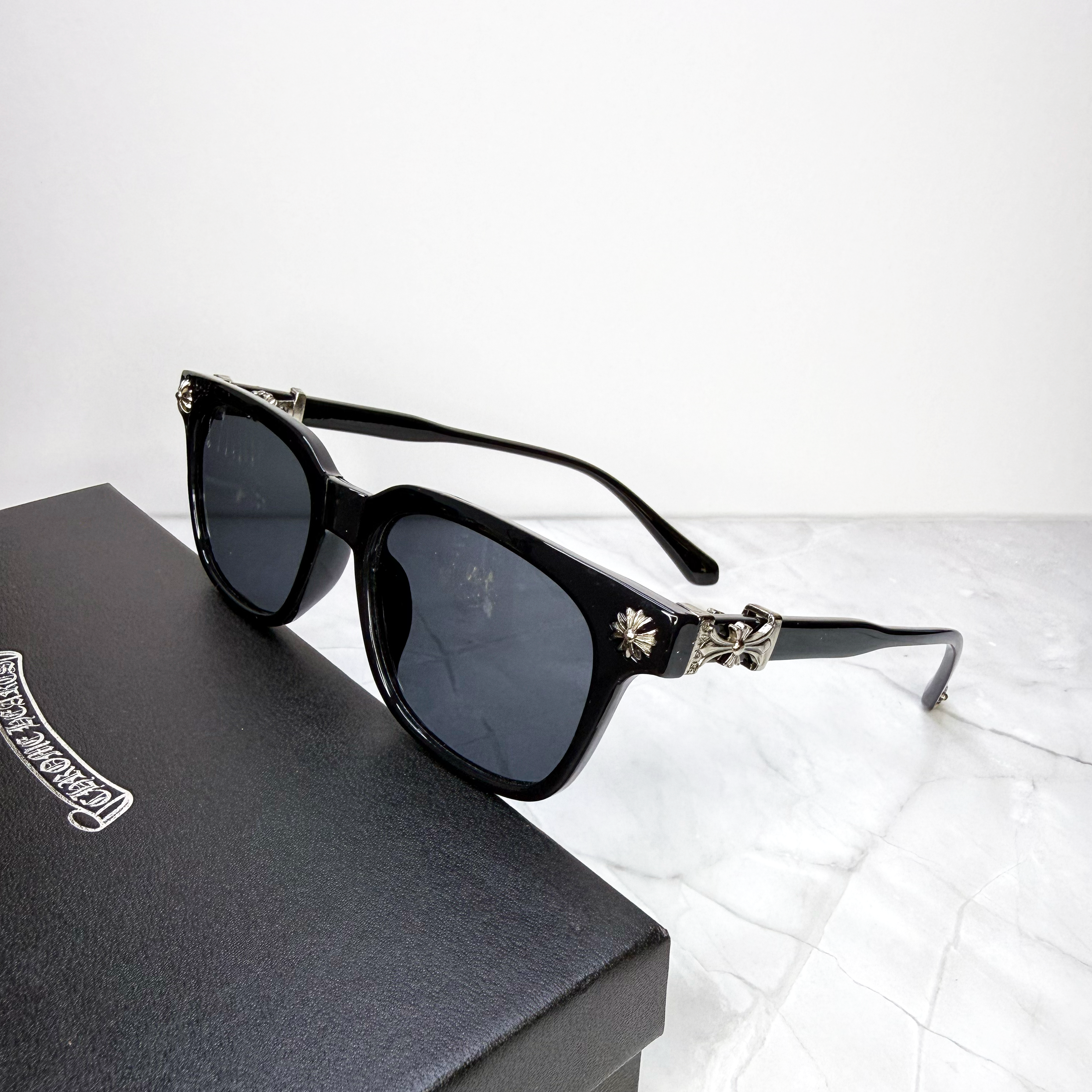#S1: Chrome Hearts Cox Ucker Sunglasses (Black & Silver)