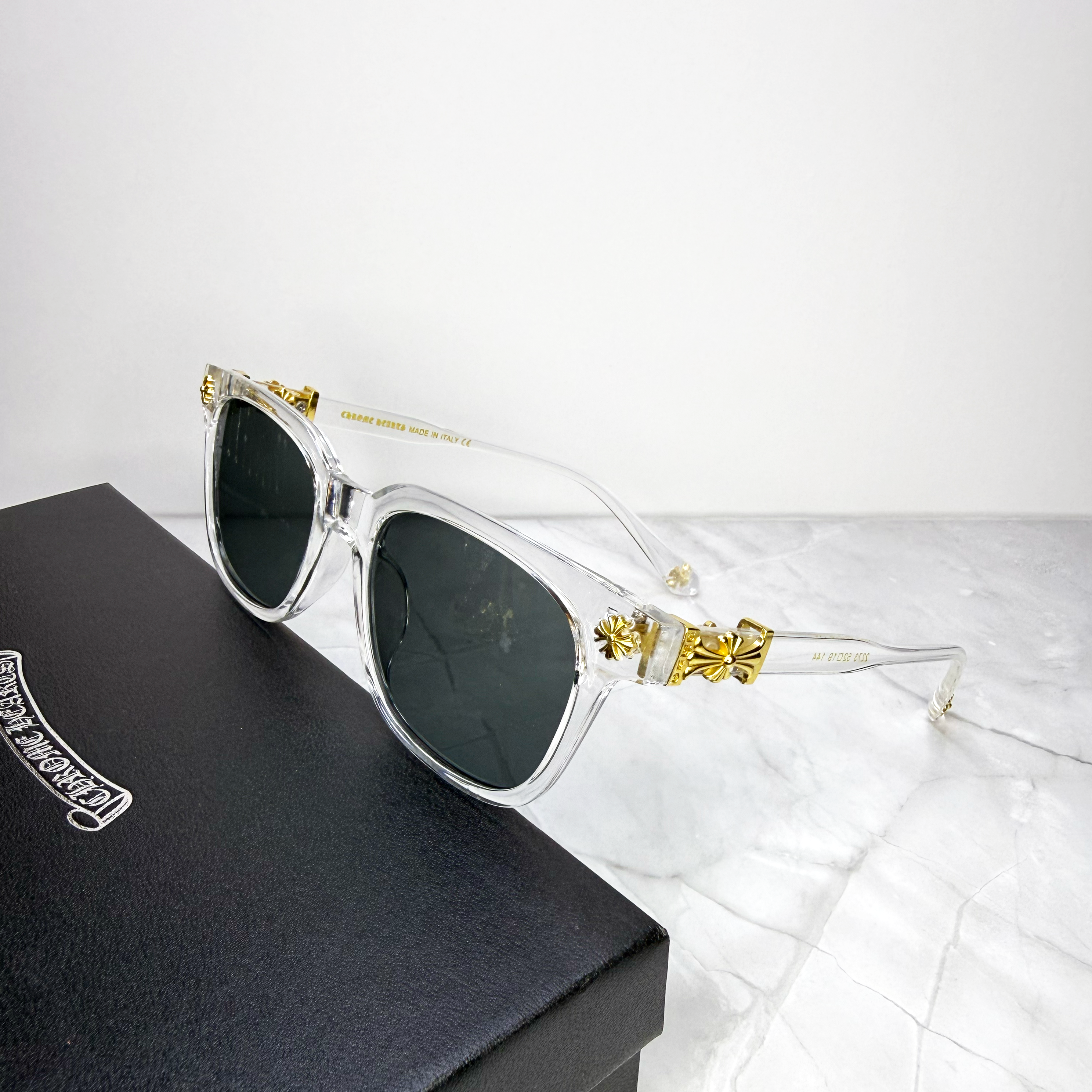 #S4: Chrome Hearts Cox Ucker Sunglasses (Clear & Gold)