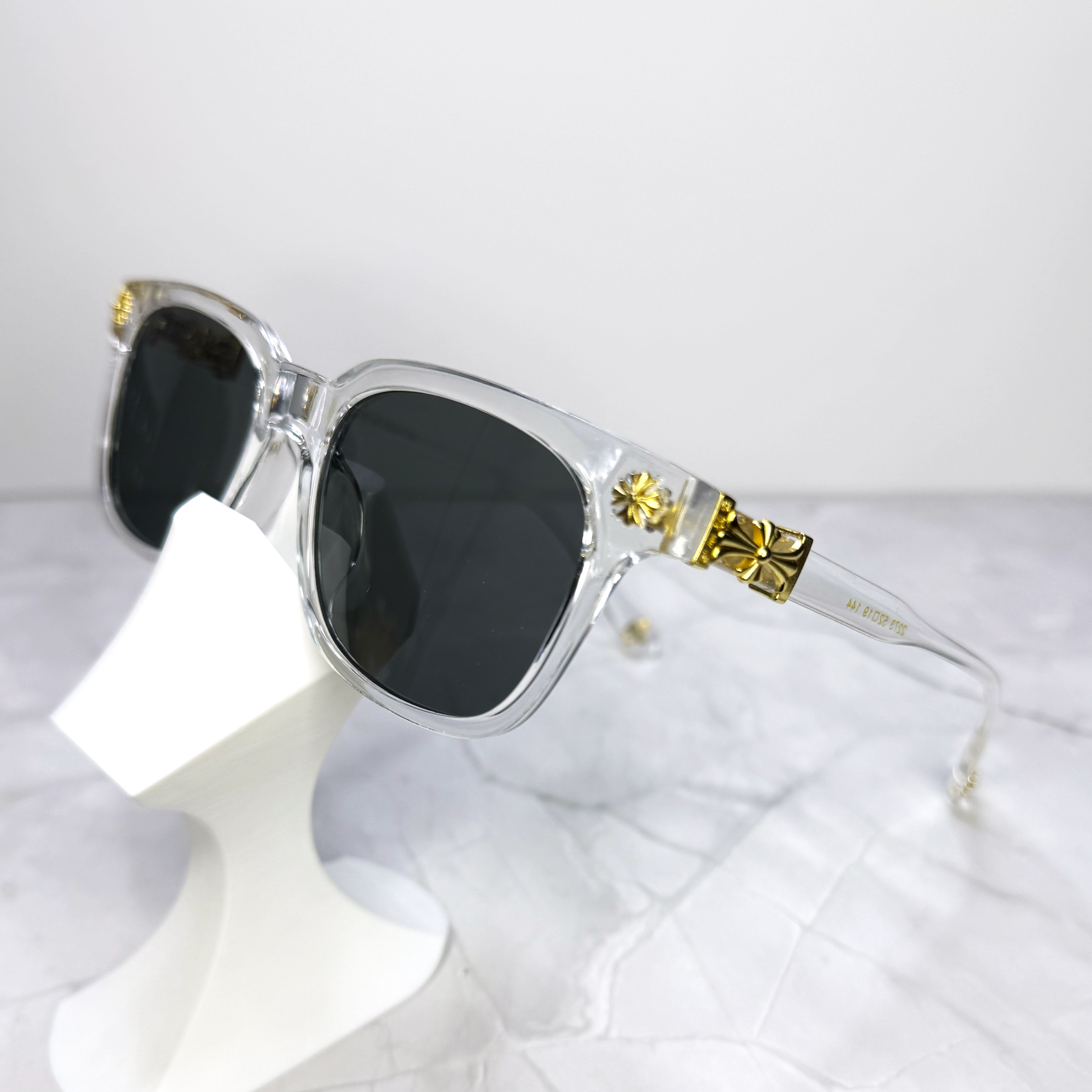 #S4: Chrome Hearts Cox Ucker Sunglasses (Clear & Gold)