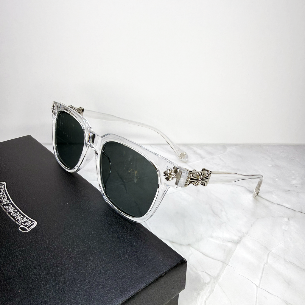 #S3: Chrome Hearts Cox Ucker Sunglasses (Clear & Silver)