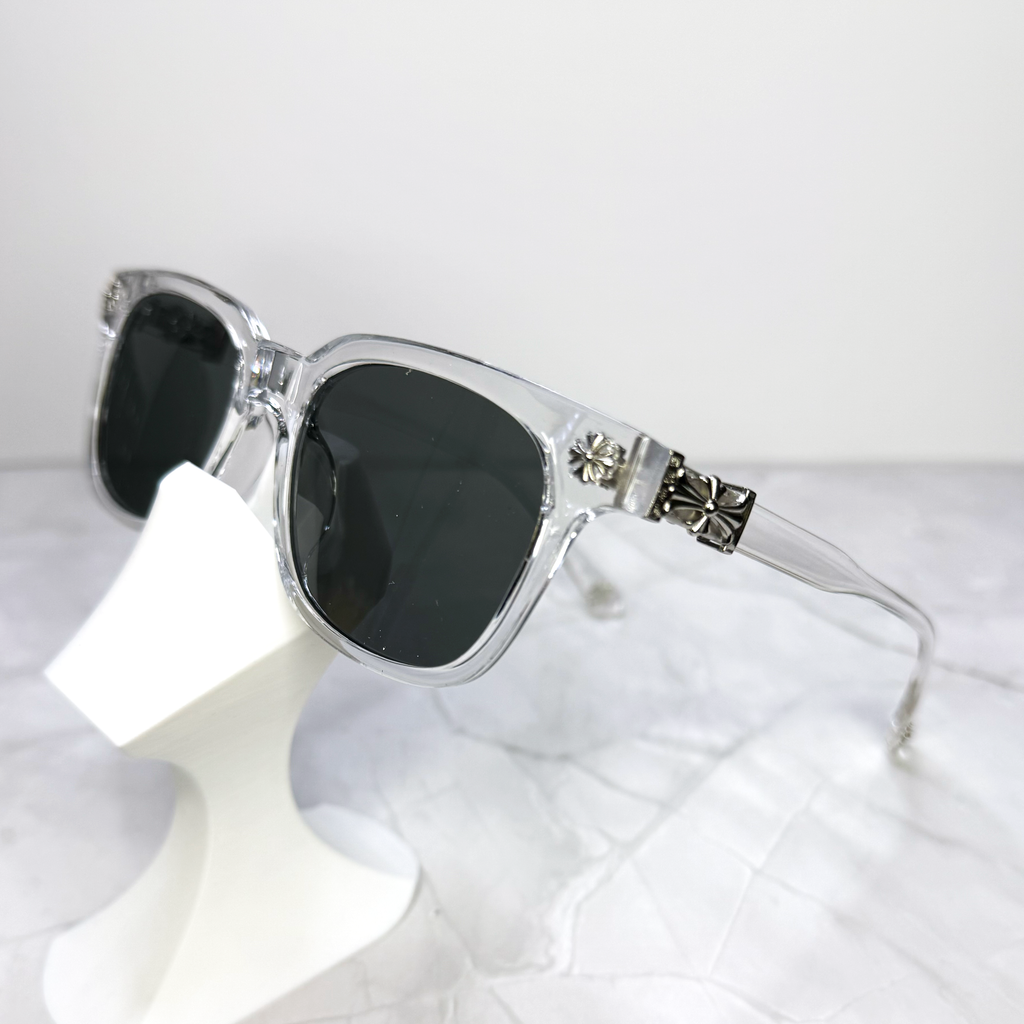 #S3: Chrome Hearts Cox Ucker Sunglasses (Clear & Silver)