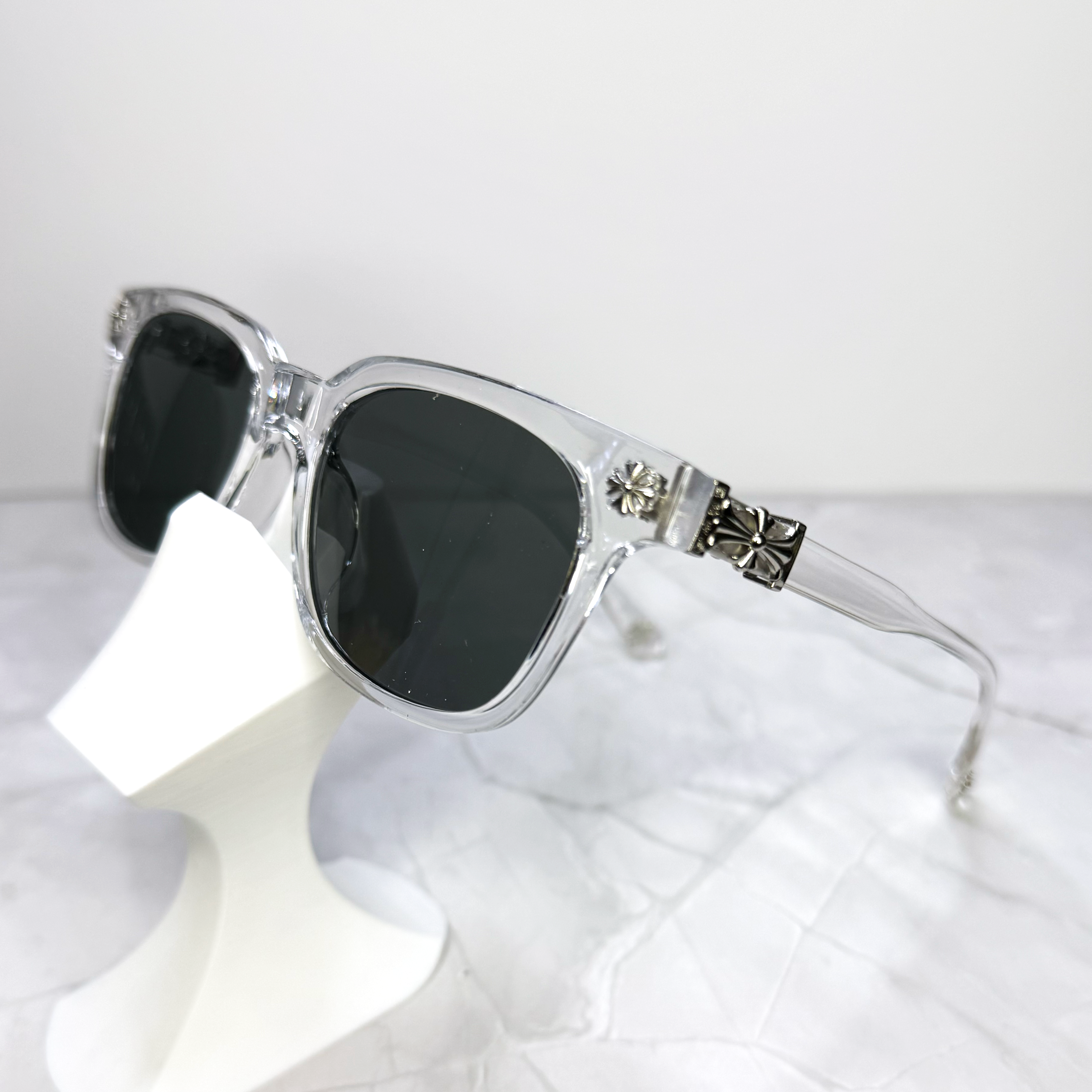 #S3: Chrome Hearts Cox Ucker Sunglasses (Clear & Silver)
