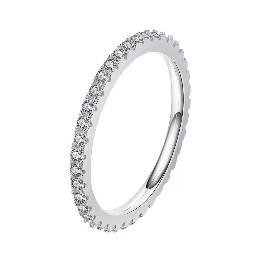Dainty Moissanite Eternity 925 Band Ring (Sterling Silver)