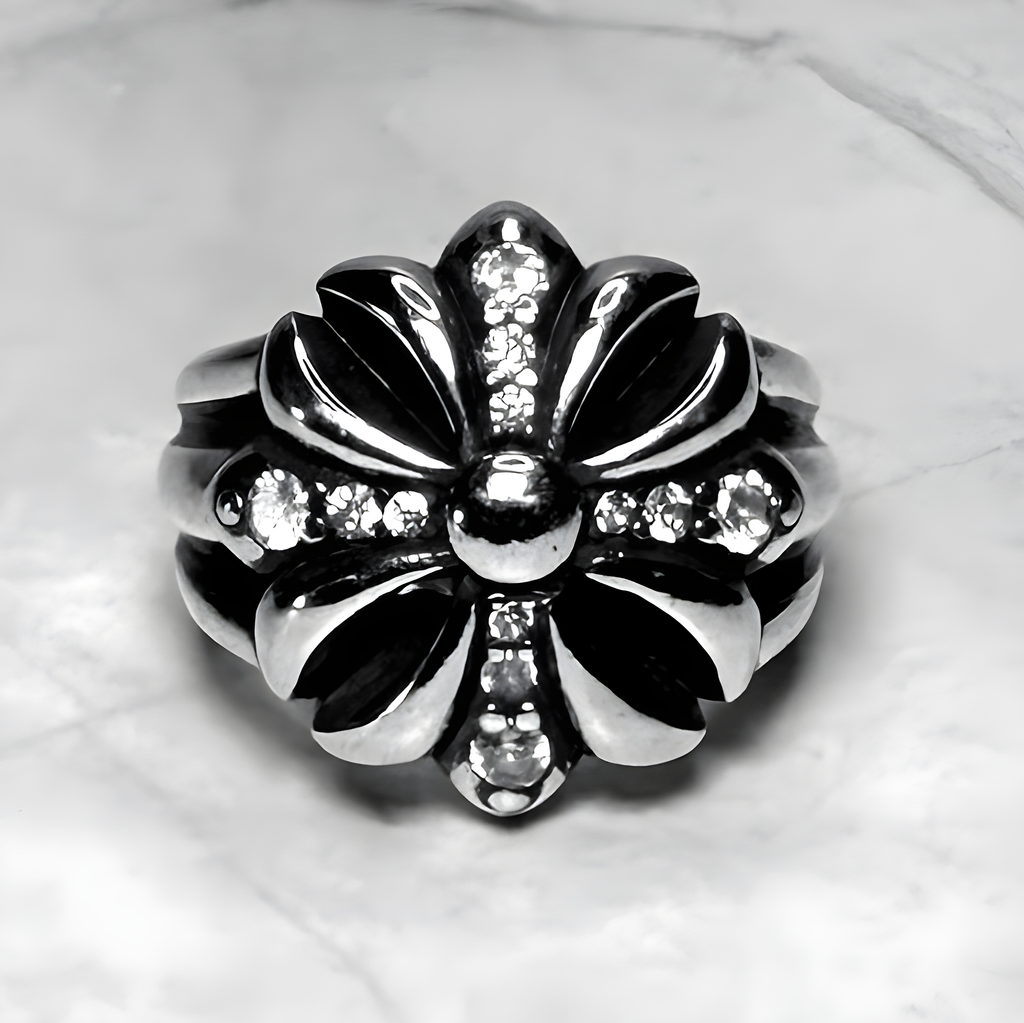 #R64: Chrome Hearts CZ Cross Ring (Gold-Filled)