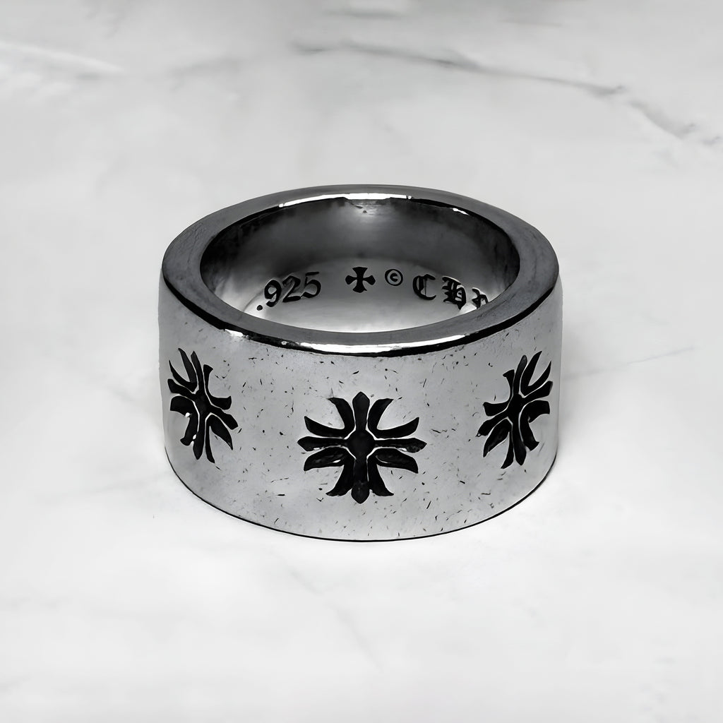 #R72: Chrome Hearts Thick Emblem Ring (Gold-Filled)