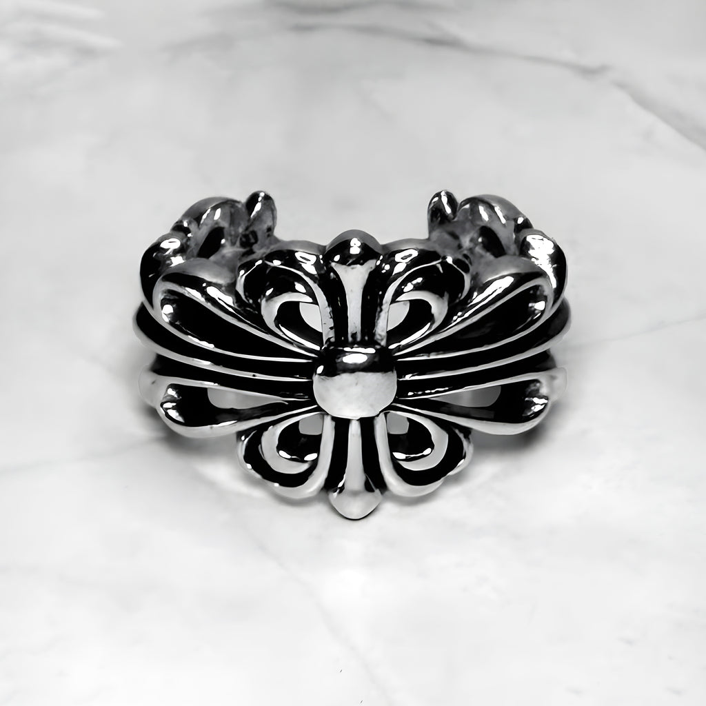#R78: Chrome Hearts Floral Cross Open Ring (Gold-Filled)