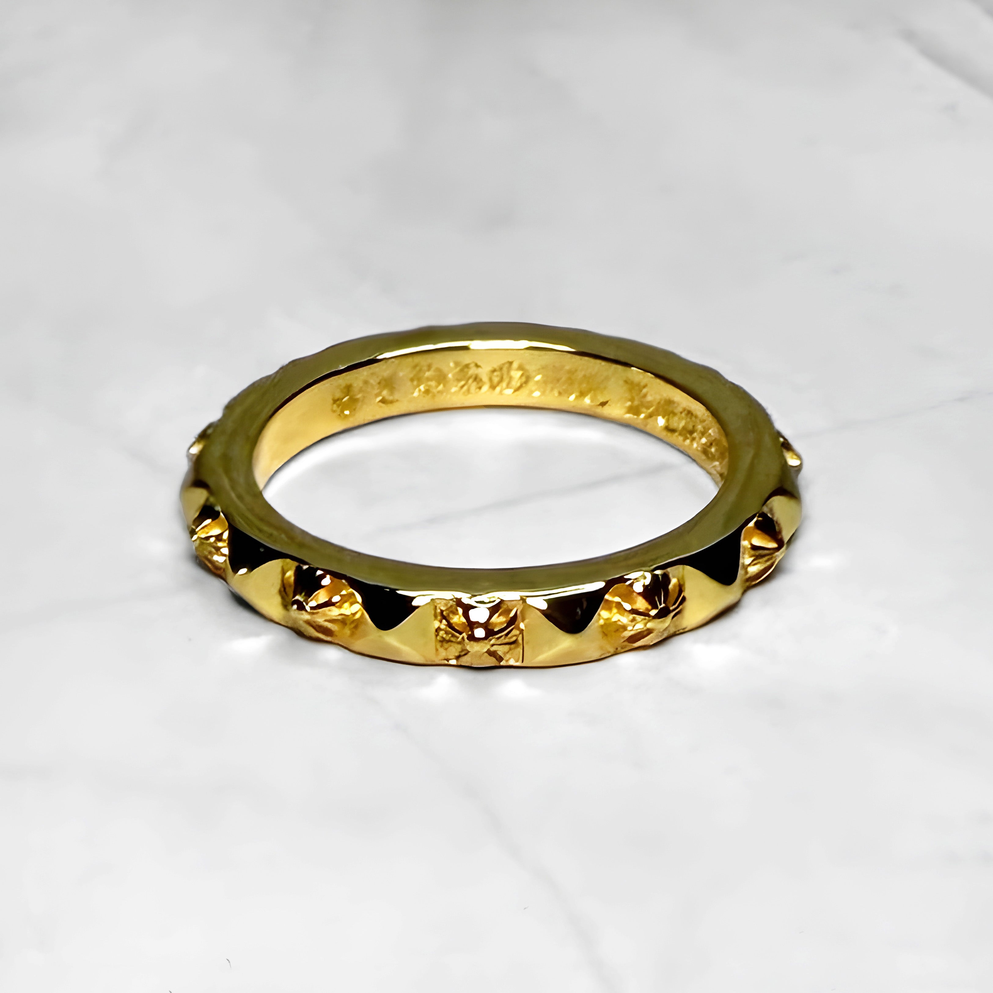 #R70: Chrome Hearts Gold Cross Punk Ring