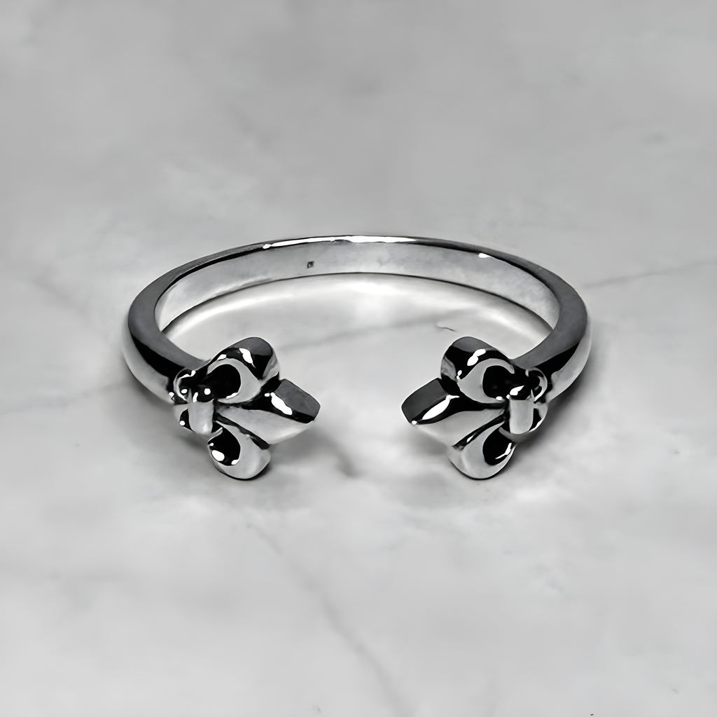 #R98: Chrome Hearts Inspired Fleur De Lis Open Ring (Gold-Filled)