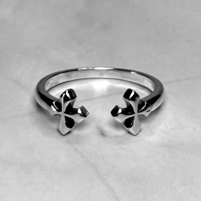 #R99: Chrome Hearts Inspired Cross Open Ring (Gold-Filled)