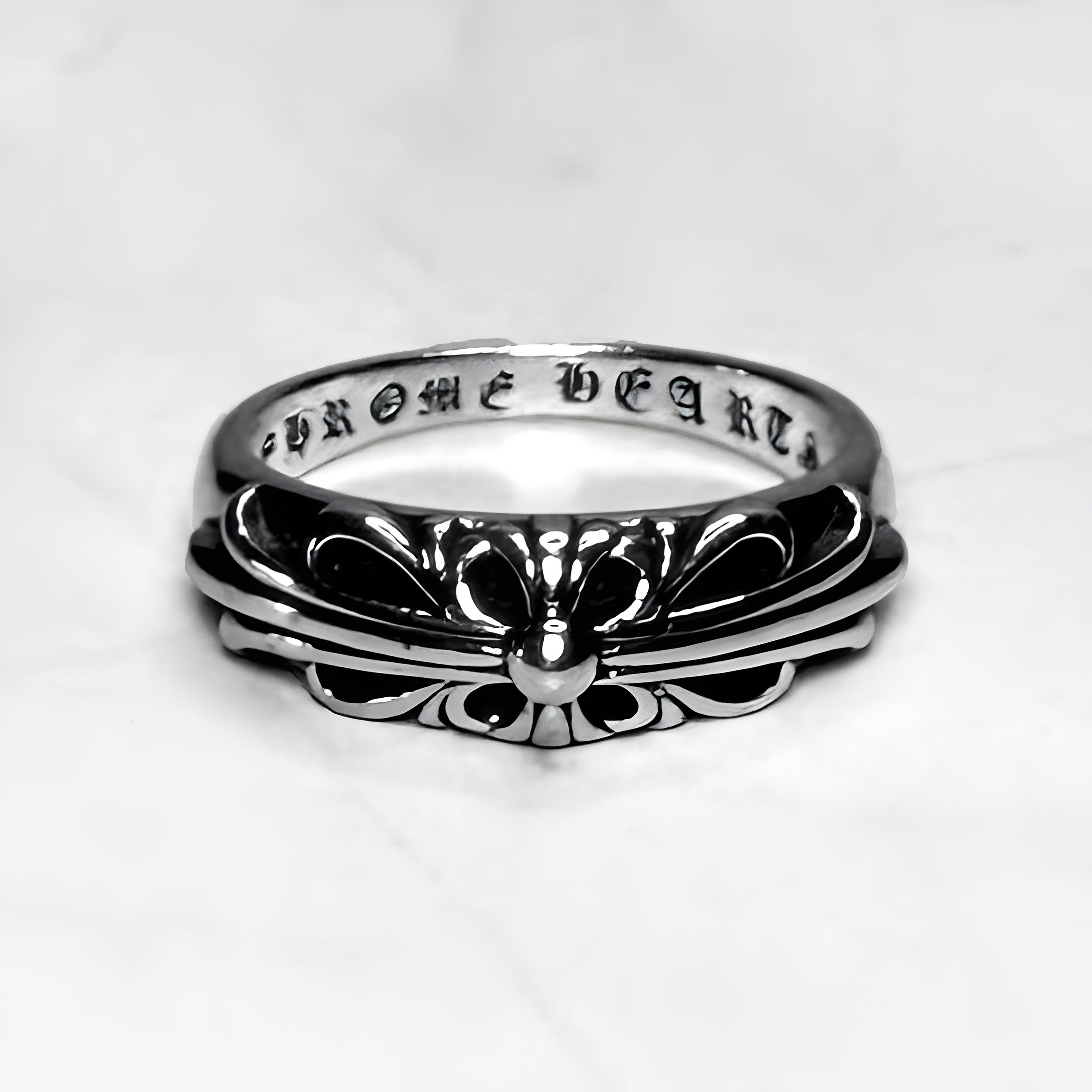 #R71: Chrome Hearts Dainty Floral Cross Ring (Copper)