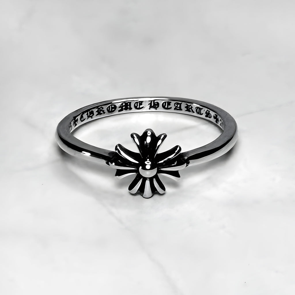 #R55: Chrome Hearts Dainty Cross Logo Ring (Gold-Filled)