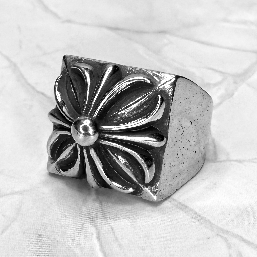 #R75: Chrome Hearts Cross Block Ring (Gold-Filled)