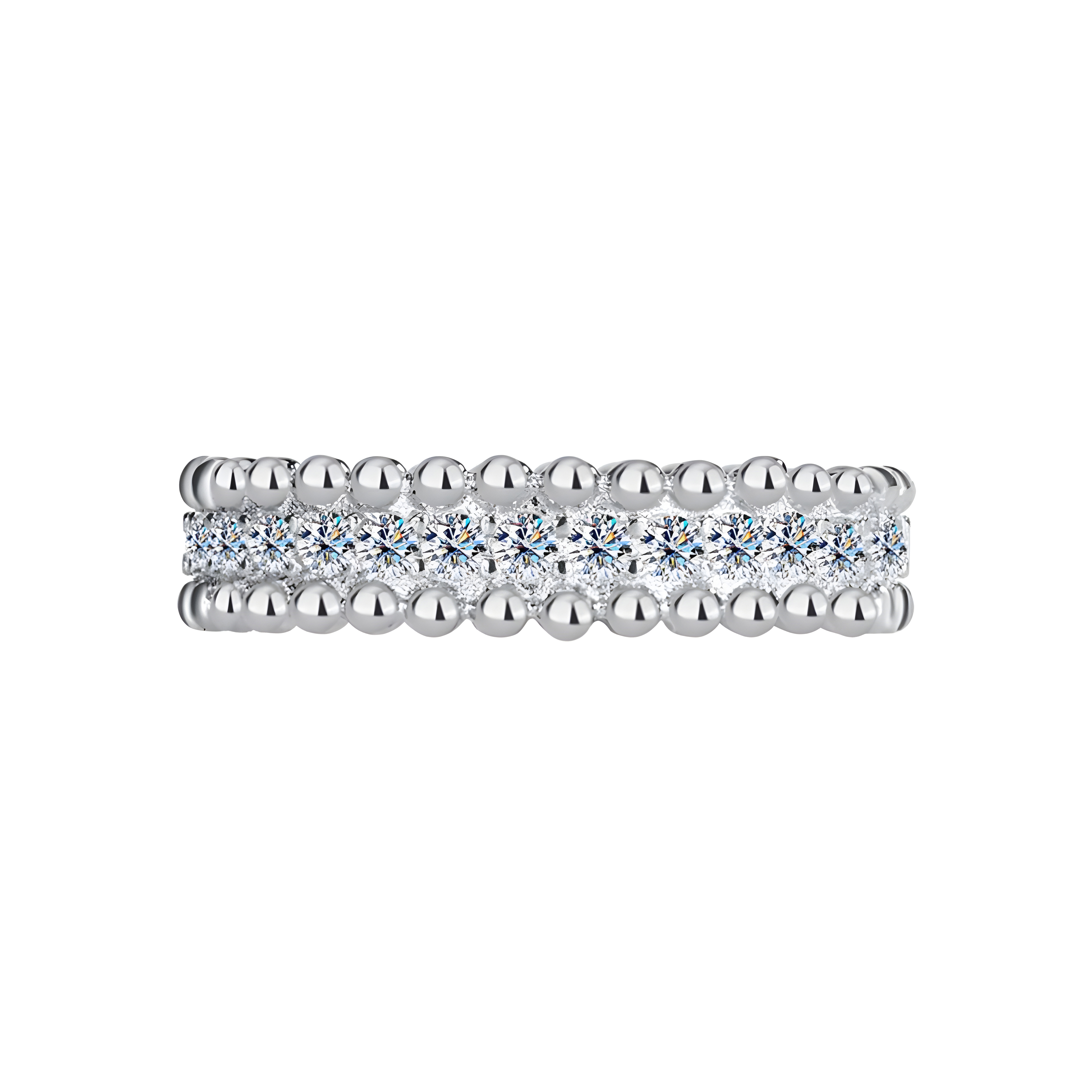 Moissanite Pave 925 Band Ring (Sterling Silver)