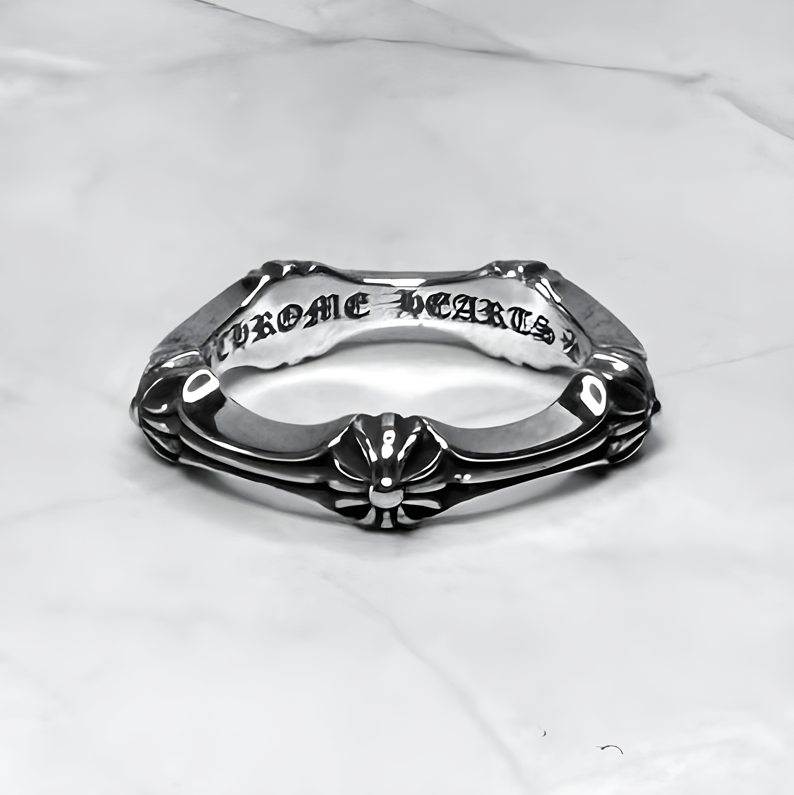 #R52: Chrome Hearts Cross Stud Band Ring (Copper)