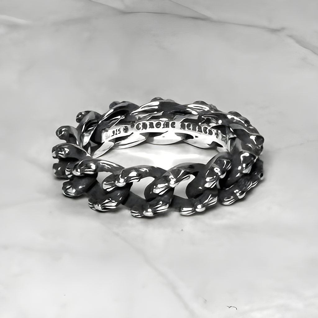 #R60: Chrome Hearts Cross Cuban Band Ring (Gold-Filled)