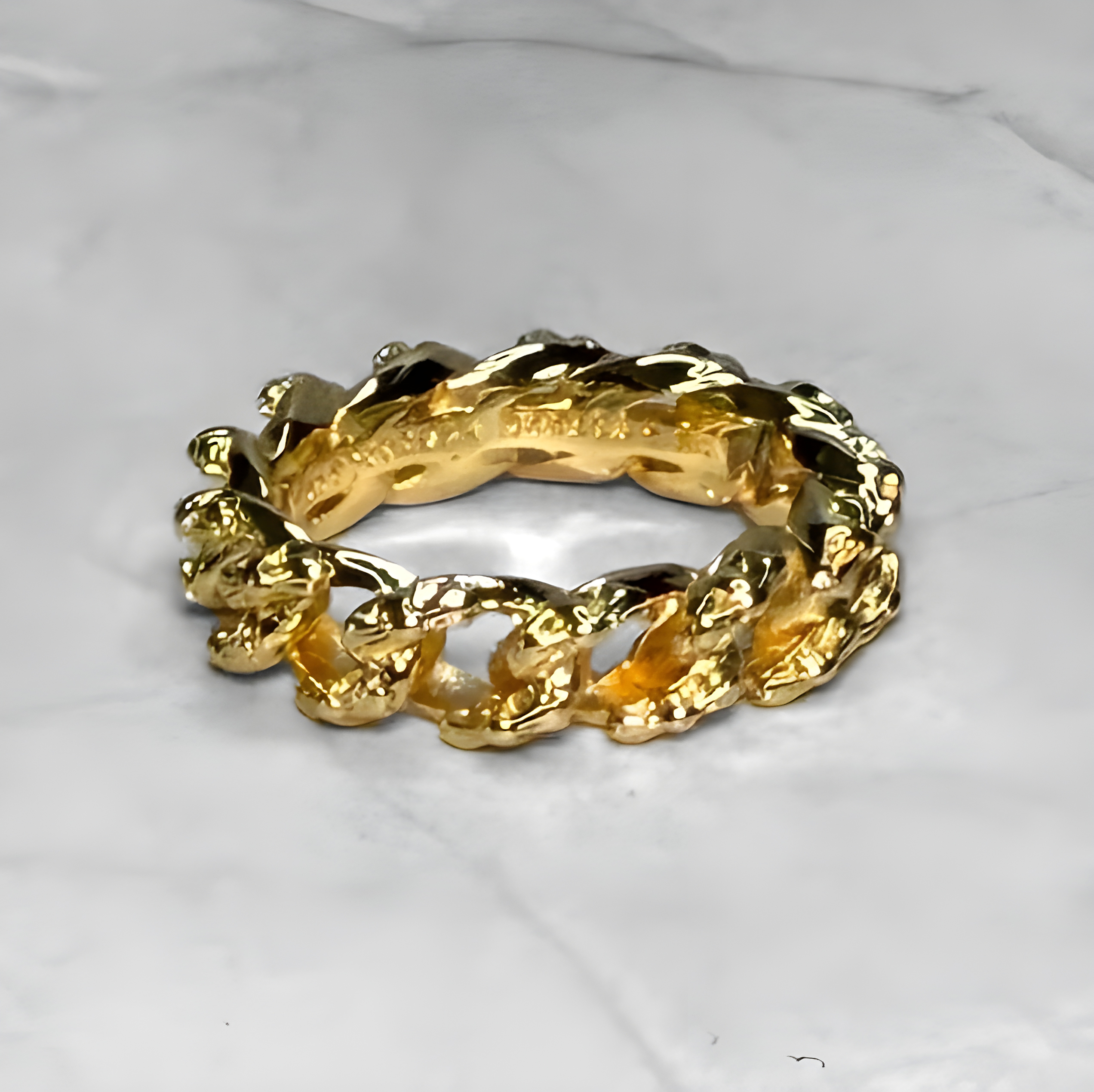 #R76: Chrome Hearts Gold Cross Cuban Band Ring (Copper)