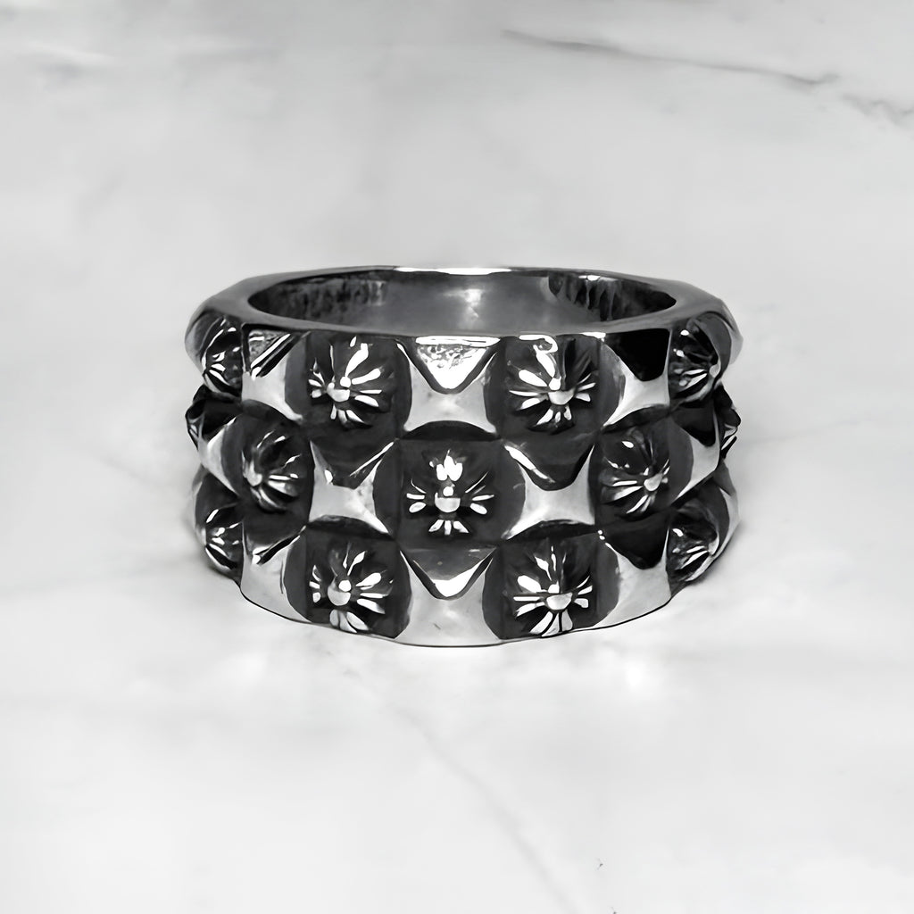 #R89: Chrome Hearts Checkered Cross Ring (Copper)