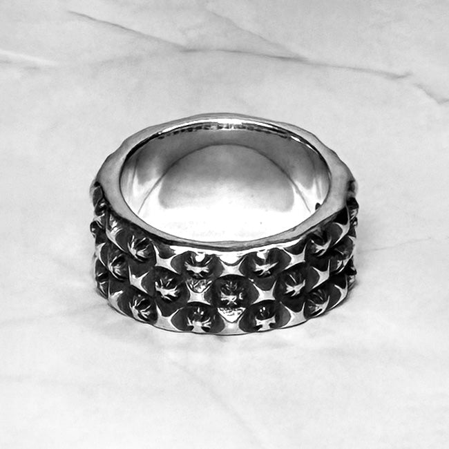 #R89: Chrome Hearts Checkered Cross Ring (Copper)