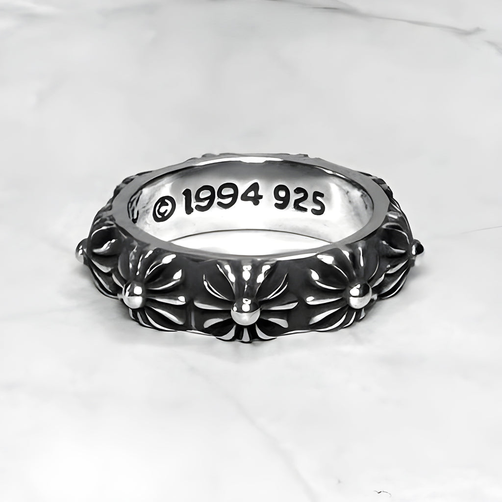 #R86: Chrome Hearts Cross Logo Emblem Band Ring (Gold-Filled)