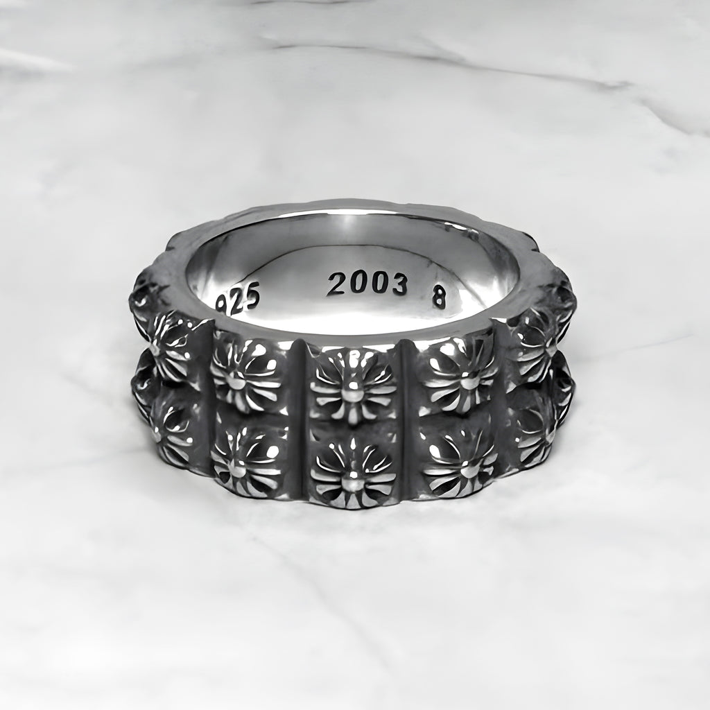 #R83: Chrome Hearts Stacked Cross Emblem Ring (Gold-Filled)
