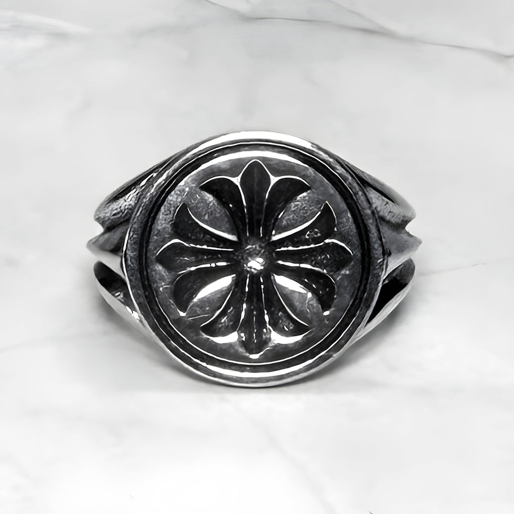 #R65: Chrome Hearts Cross Signet Ring (Gold-Filled)