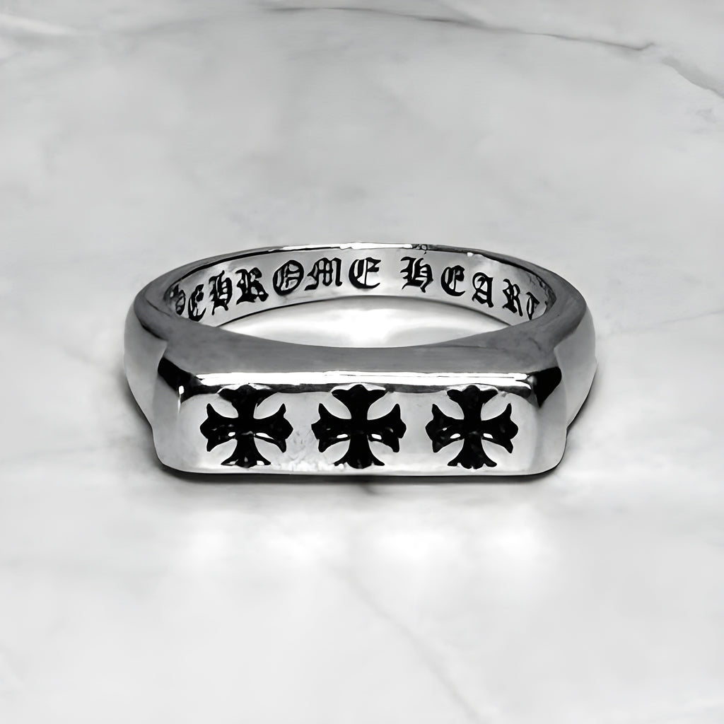 #R84: Chrome Hearts Cross Emblem Knuckle Ring (Gold-Filled)