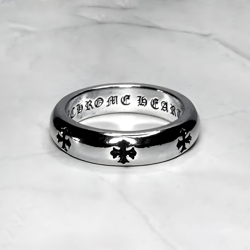 #R88: Chrome Hearts Cross Emblem Band Ring (Gold-Filled)